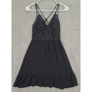 PINK by Victoria's Secret Black Lace‎ Cami Mini Dress Crisscross Back Sz XS